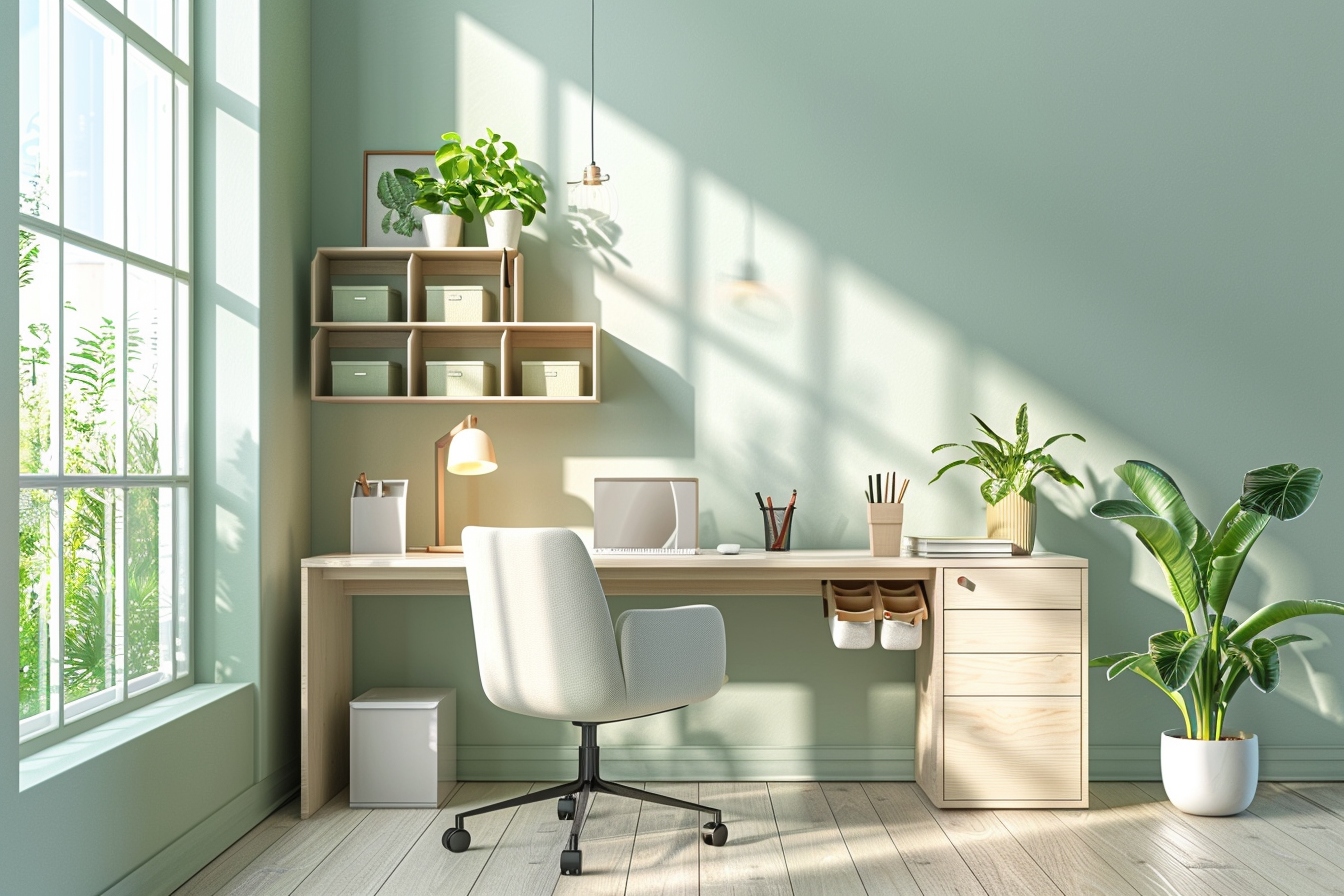 Coin bureau fonctionnel et chic aménagé dans un petit appartement à Nanterre